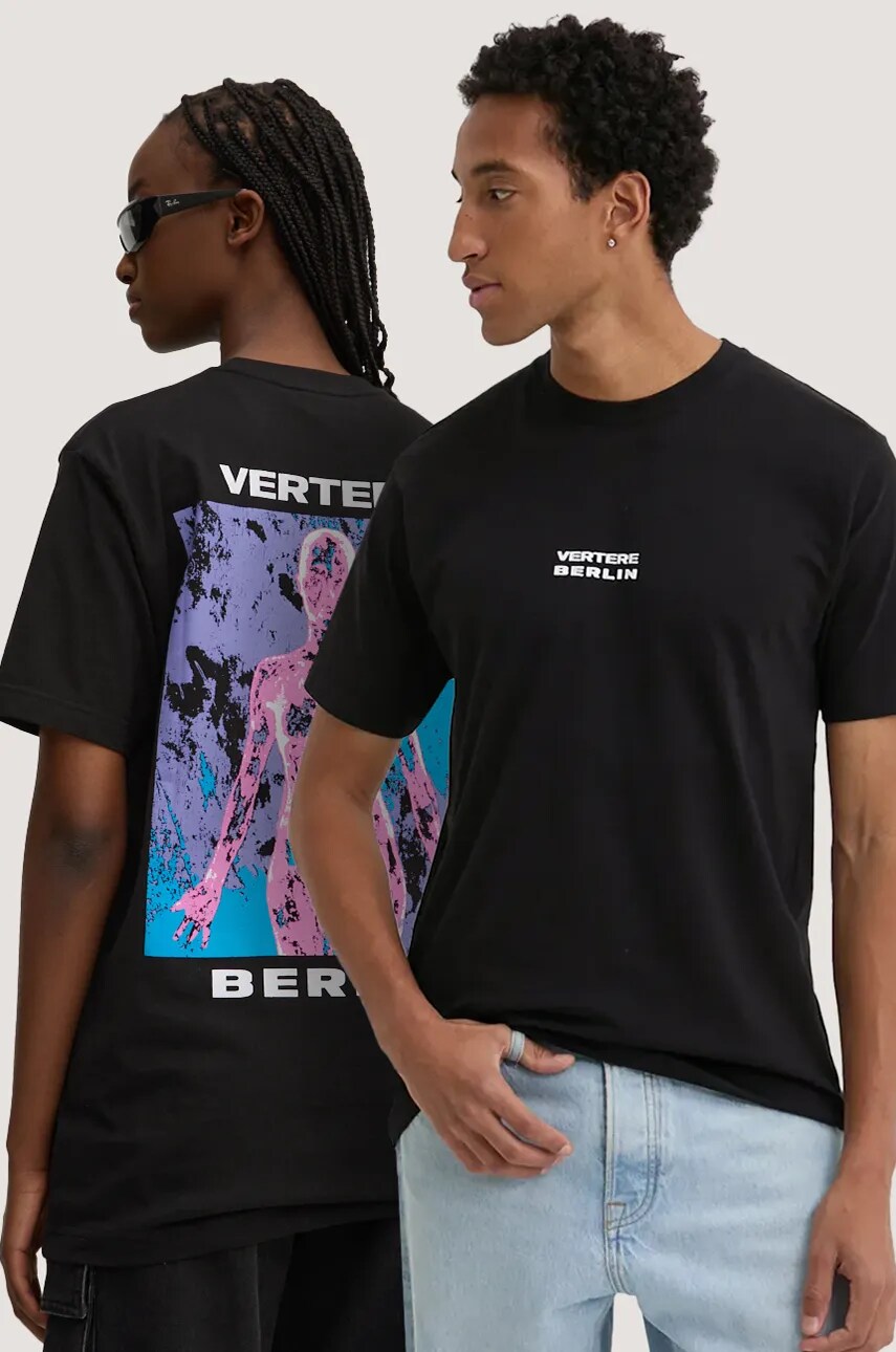 Vertere Berlin tricou din bumbac culoarea negru, cu imprimeu, VER T267