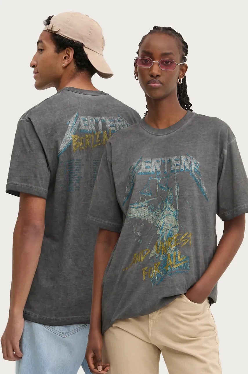 Vertere Berlin tricou din bumbac culoarea gri, cu imprimeu, VER T246