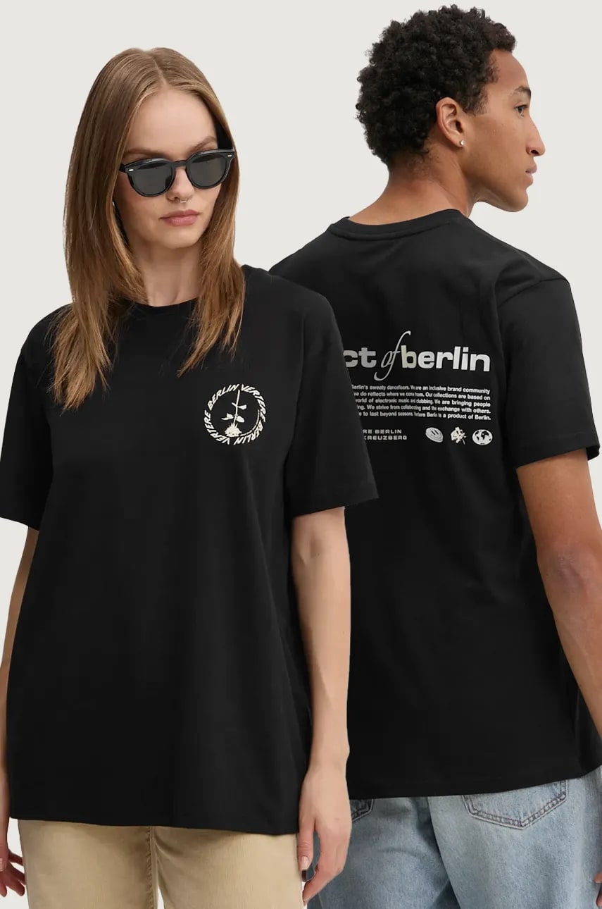 Vertere Berlin tricou din bumbac culoarea negru, cu imprimeu, VER T252