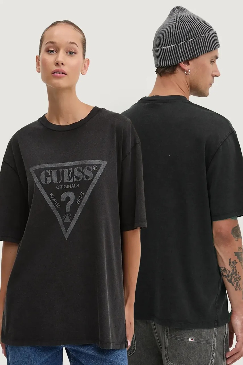 

Памучна тениска Guess Originals в черно с принт M4BI13 K8FQ4, Черен