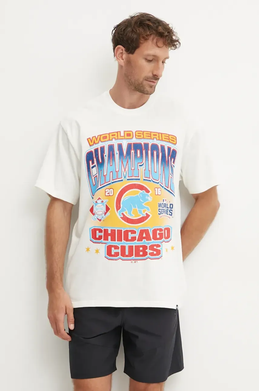 Хлопковая футболка 47 brand MLB Chicago Cubs цвет бежевый с принтом BU005TMYIHQ632915SS Хлопковая футболка 47 brand MLB Chicago Cubs цвет бежевый с принтом BU005TMYIHQ632915SS