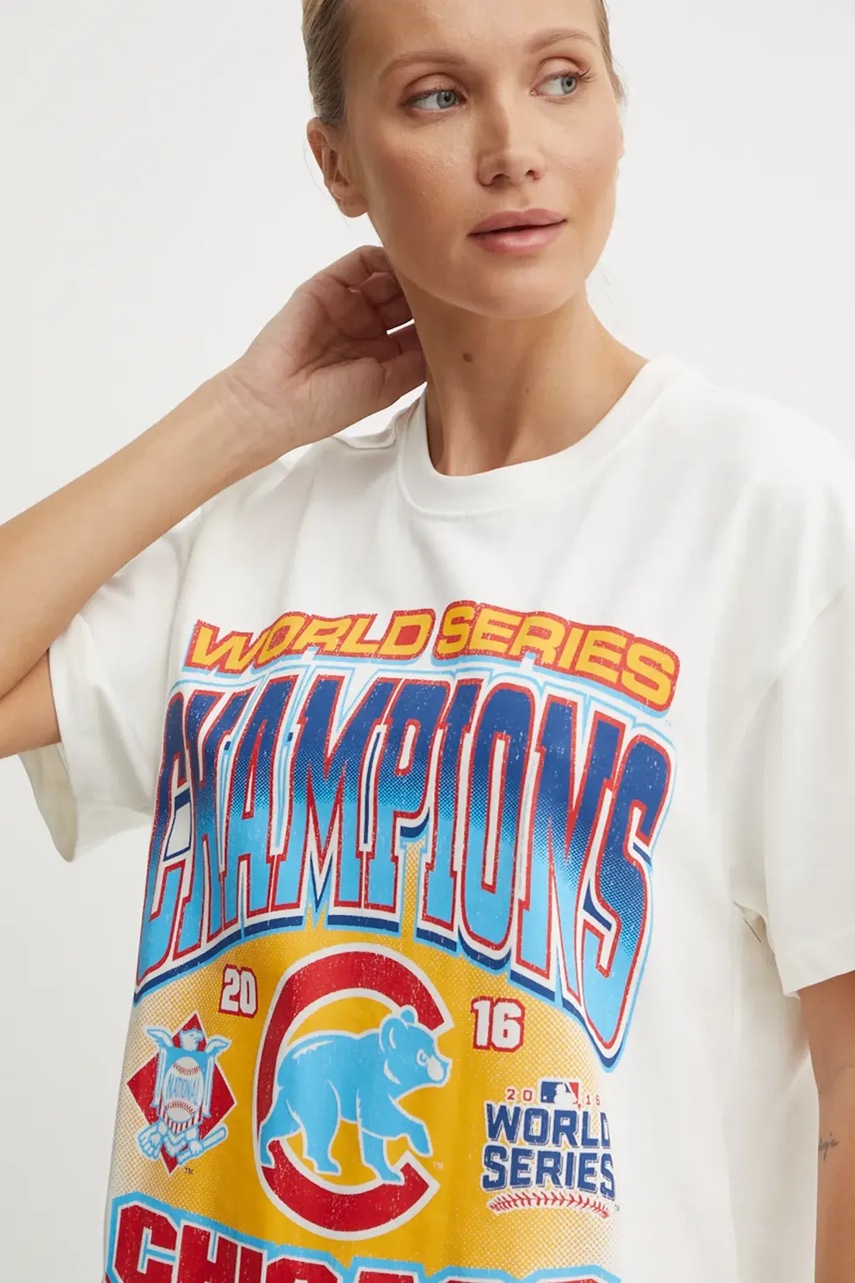 Βαμβακερό μπλουζάκι 47 brand MLB Chicago Cubs χρώμα: μπεζ, BU005TMYIHQ632915SS φωτογραφία