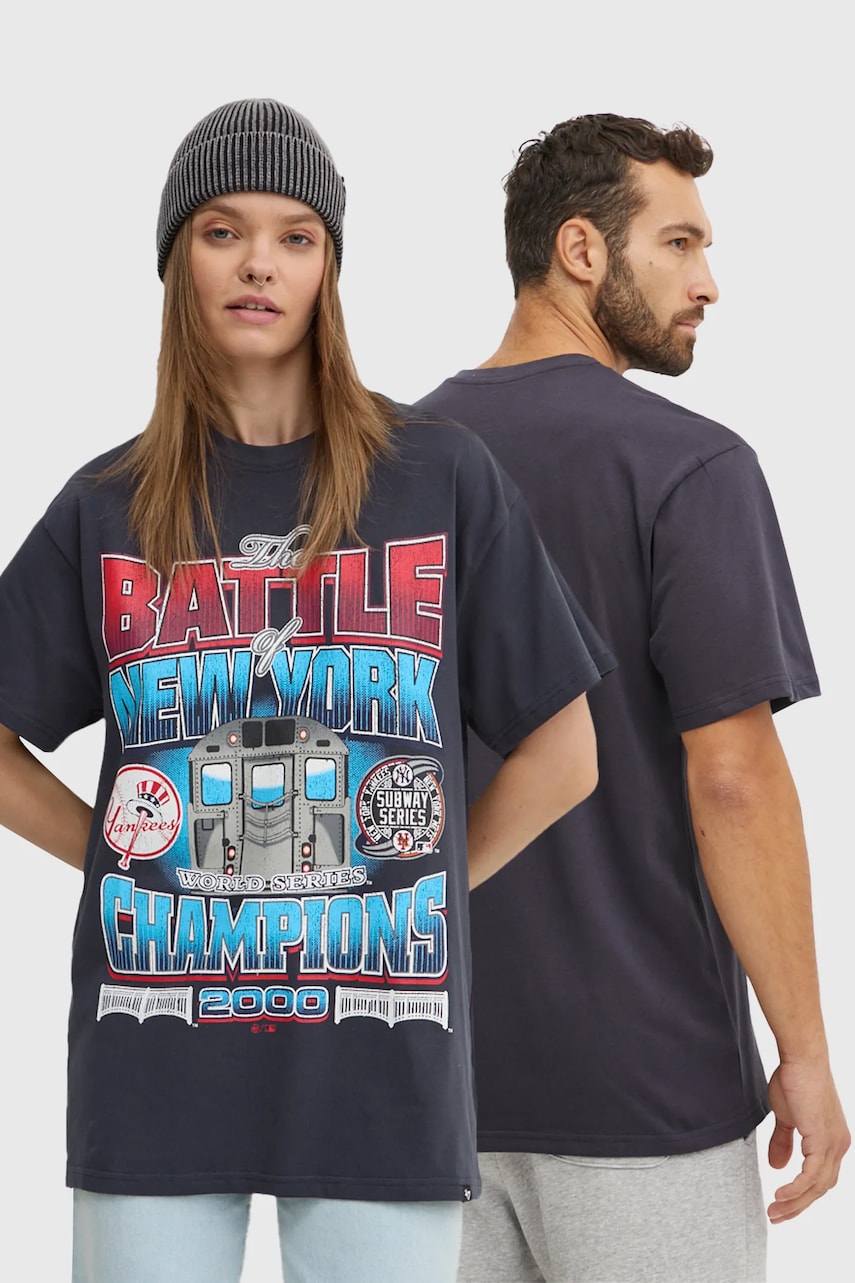 47 brand tricou din bumbac MLB New York Yankees culoarea albastru marin, cu imprimeu, BU017TMYIHQ632878VN
