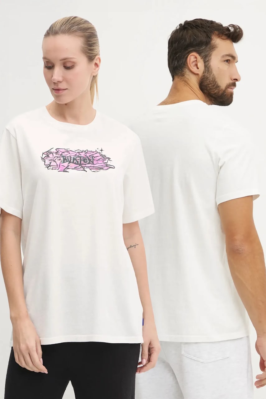 Burton tricou din bumbac culoarea alb, cu imprimeu, 243421