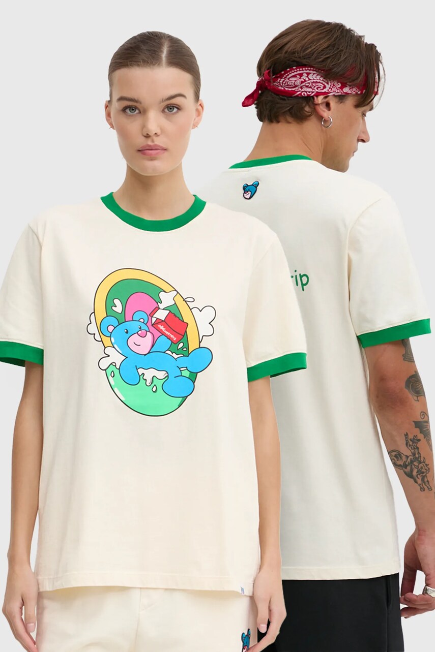 Inbetweeners tricou din bumbac culoarea bej, cu imprimeu, F4TWUATH017