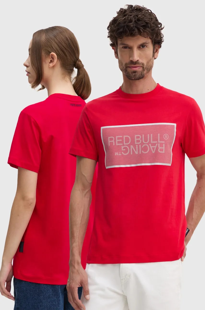 Pepe Jeans tricou din bumbac Red Bull Racing x Pepe Jeans culoarea roșu, cu imprimeu, RU500004 Pepe Jeans tricou din bumbac Red Bull Racing x Pepe Jeans culoarea roșu, cu imprimeu, RU500004