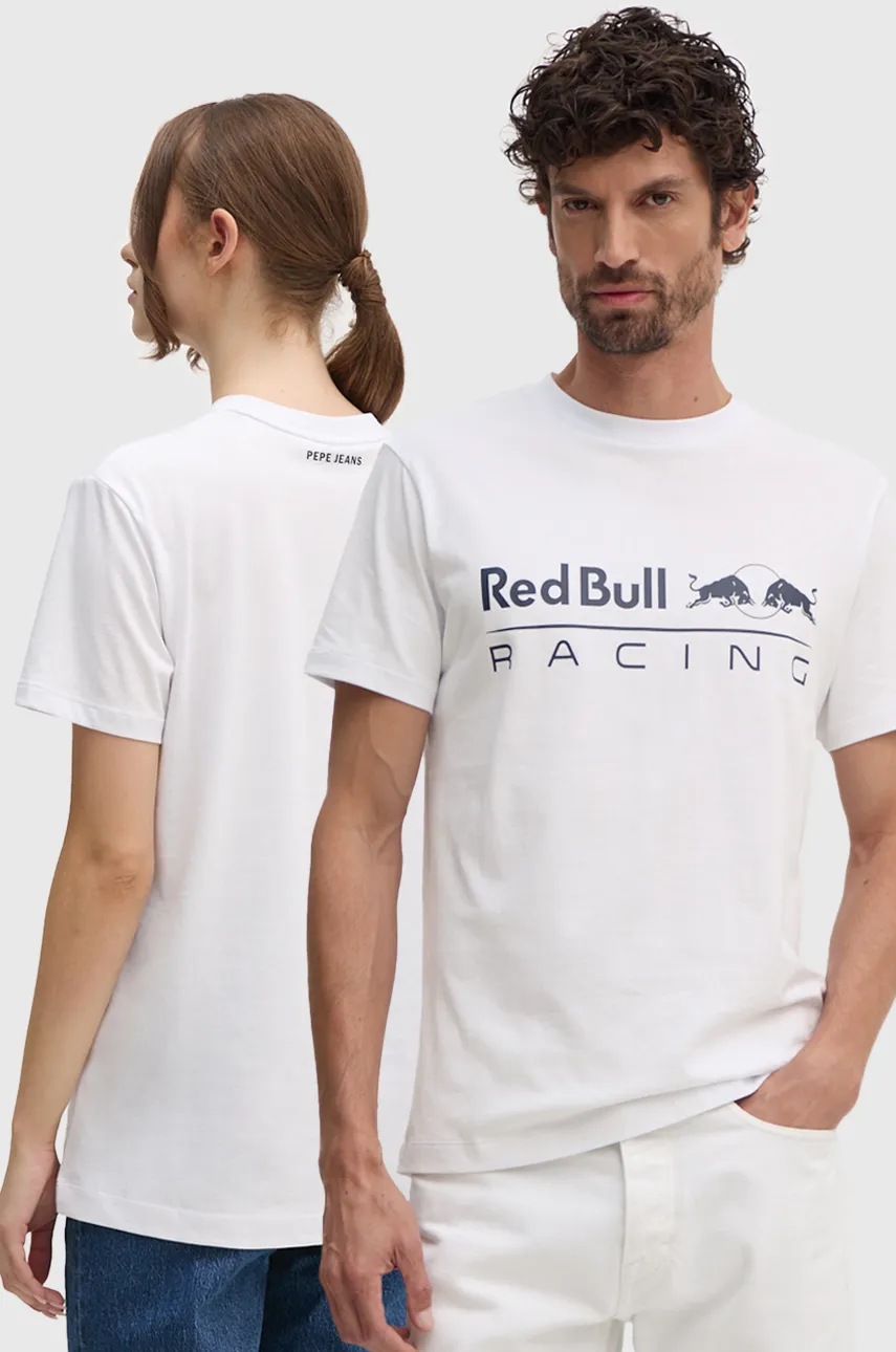 

Памучна тениска Red Bull Racing x Pepe Jeans в бяло с принт RU500005, Бял