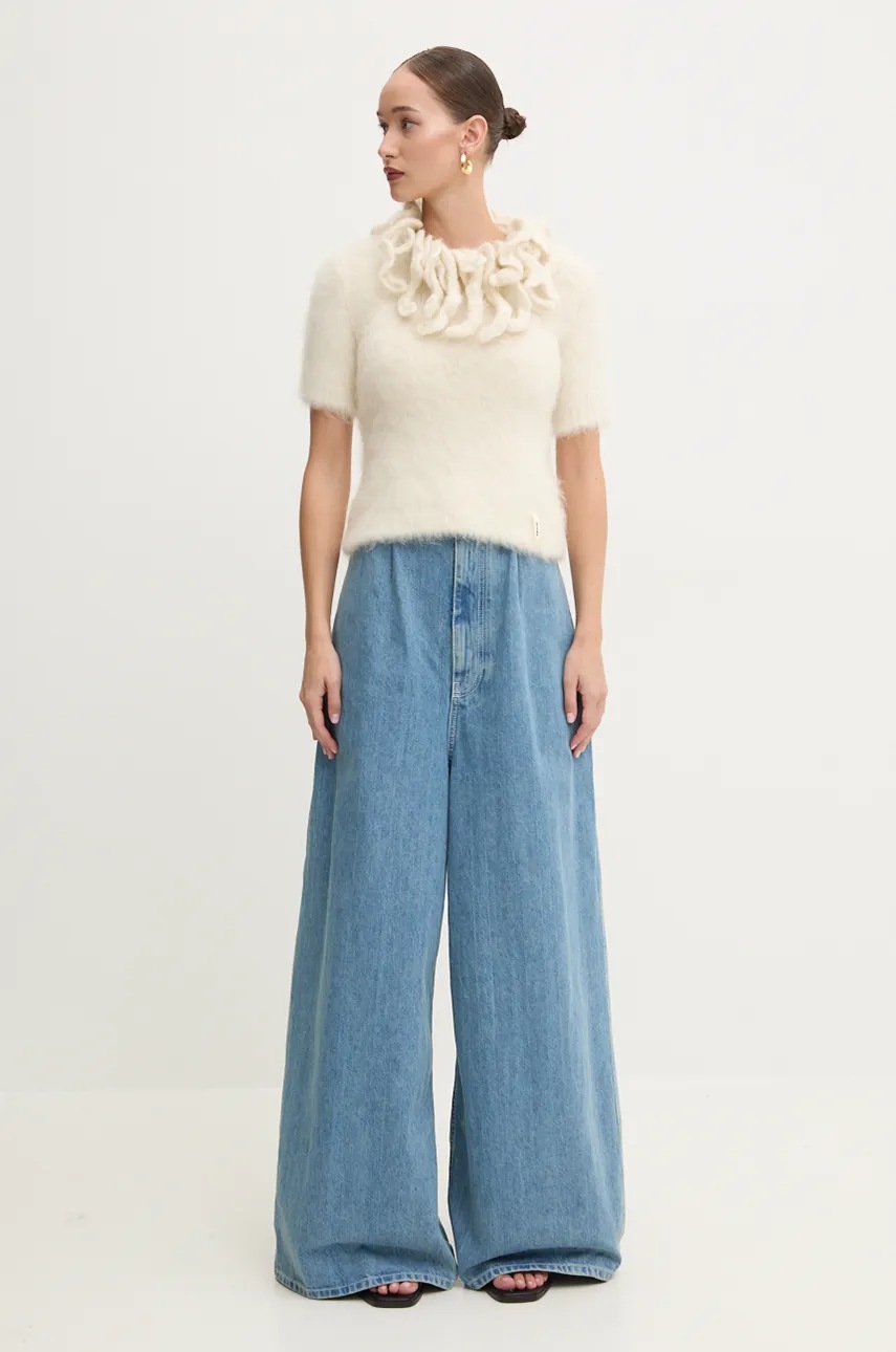 Μάλλινο πουλόβερ Sunnei χρώμα: μπεζ, RTWXKNW008 φωτογραφία