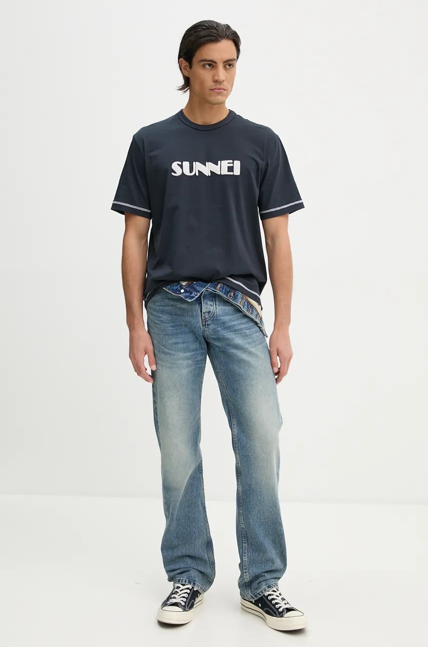 Βαμβακερό μπλουζάκι Sunnei χρώμα: ναυτικό μπλε, RTWXJER020 φωτογραφία