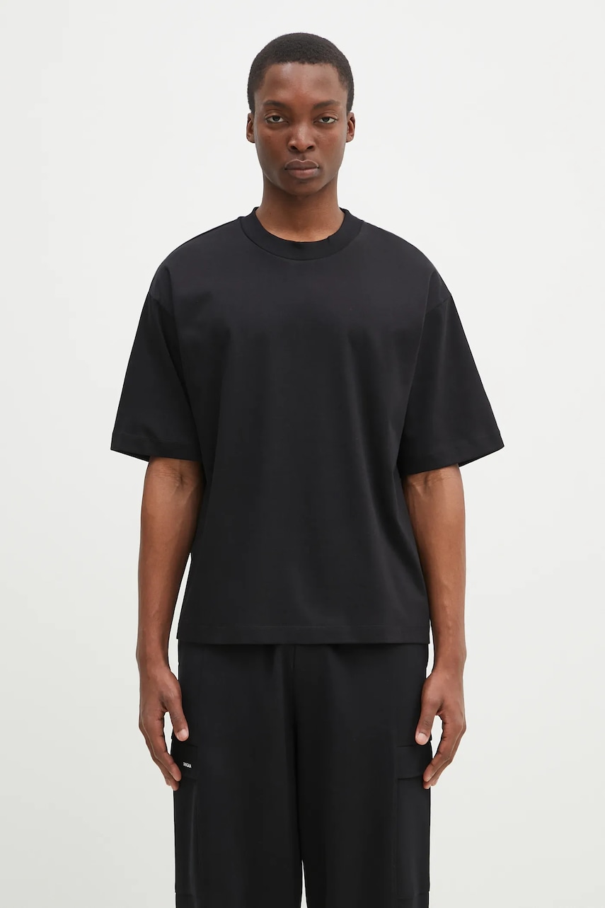 Pangaia tricou din bumbac culoarea negru, neted, 10002012