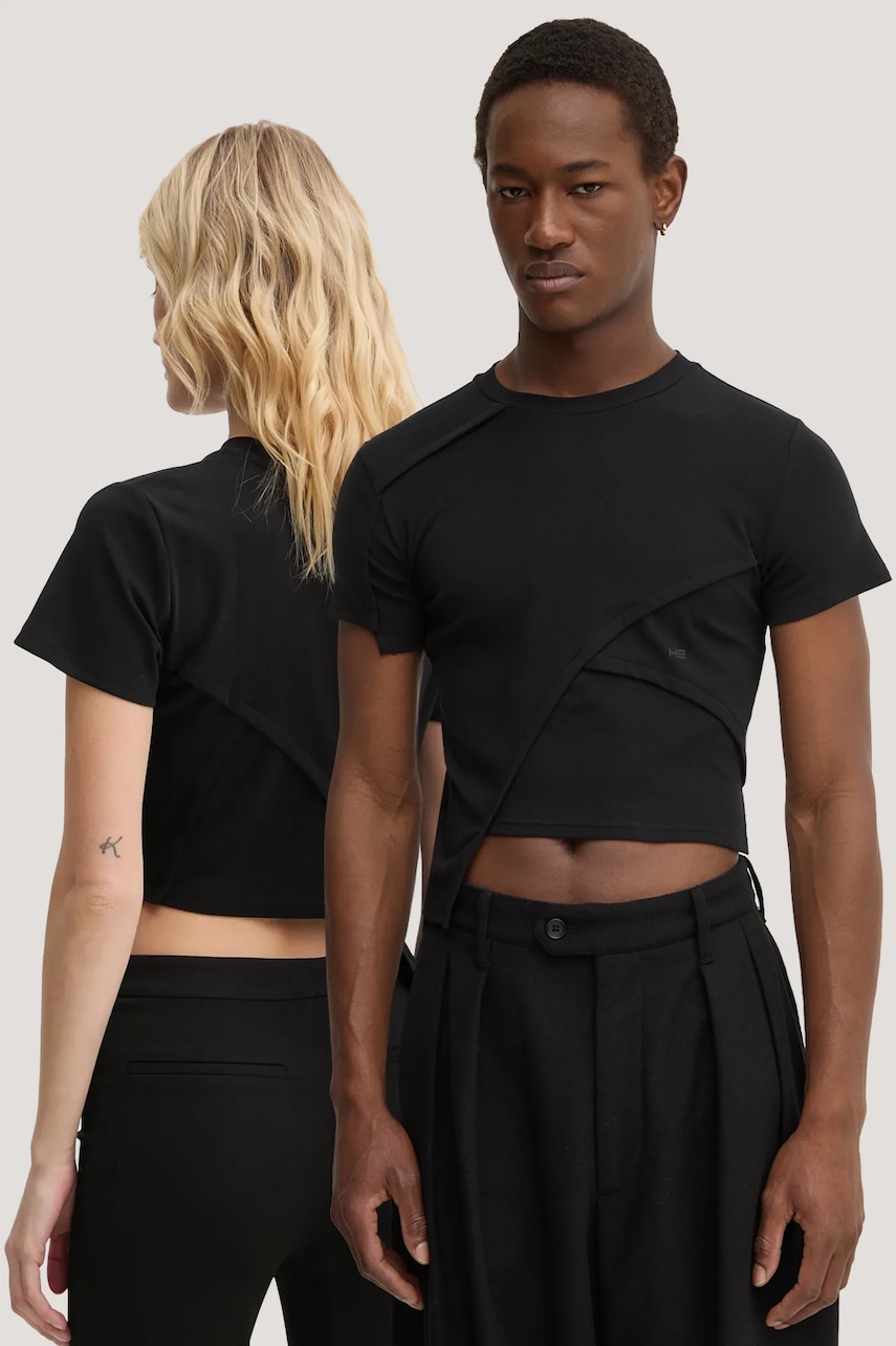 Heliot Emil tricou culoarea negru, uni, HE.W.09.024.C01.BLK01 Heliot Emil tricou culoarea negru, uni, HE.W.09.024.C01.BLK01