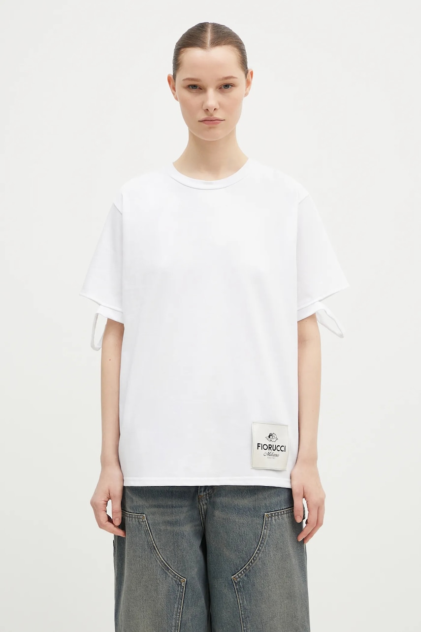 Fiorucci tricou din bumbac Distressed culoarea alb, neted, M01FMTSH101CJ01WH06