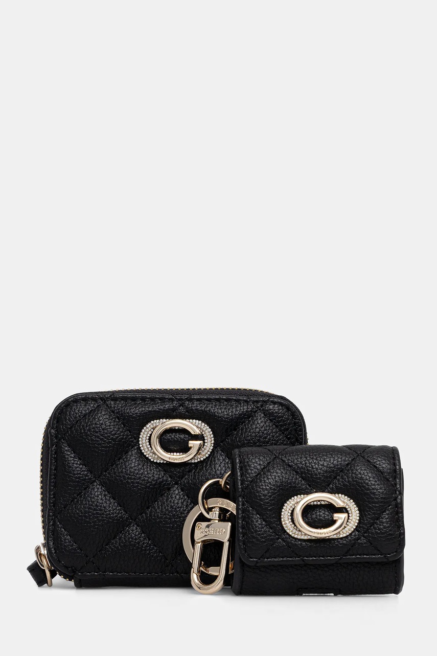 Levně Peněženka a pouzdro na airpody Guess 2-pack dámská, černá barva, GFBOXW P5401