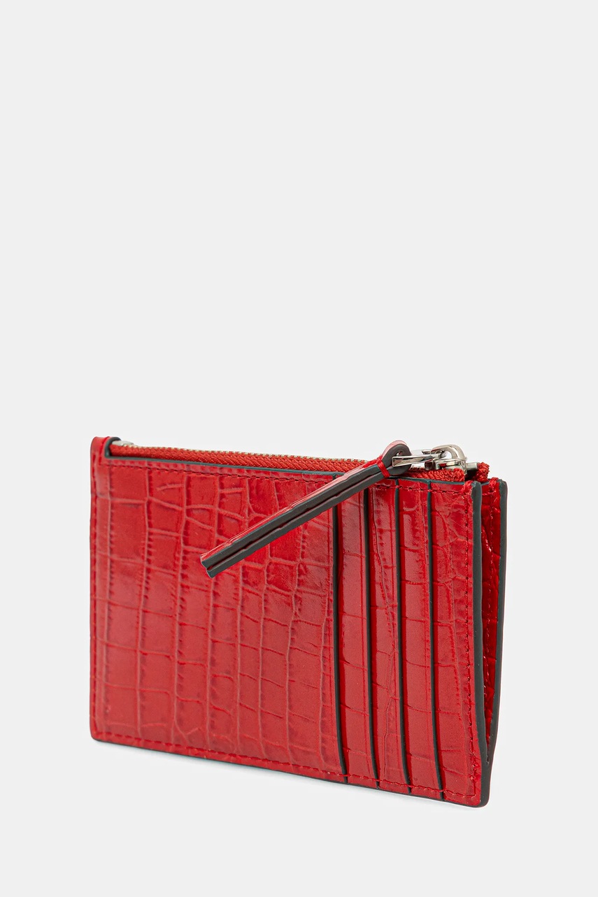 Кожаный кошелек Tory Burch Kira Croc Zip Card цвет красный 174546.600