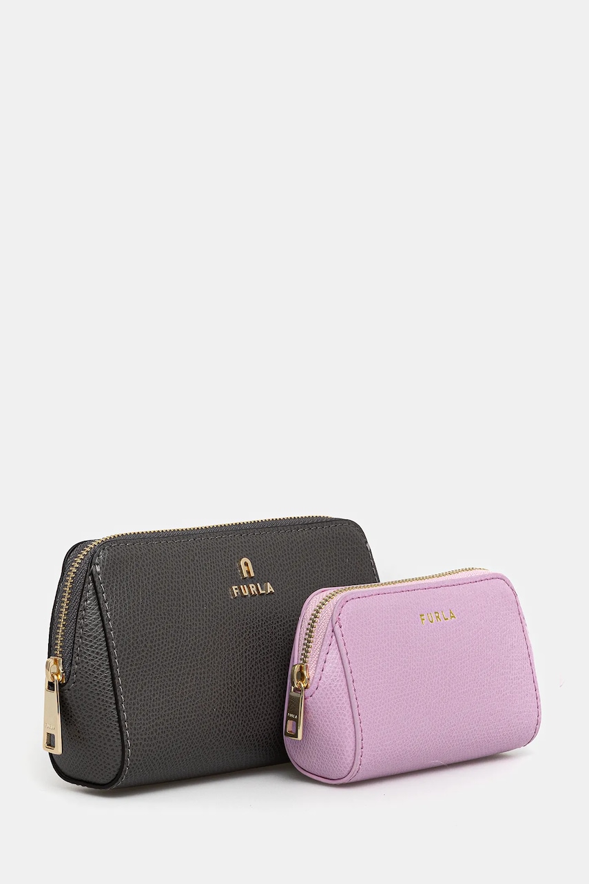Кожаная косметичка Furla 2 шт цвет серый WE00453.ARE000.4313S Кожаная косметичка Furla 2 шт цвет серый WE00453.ARE000.4313S