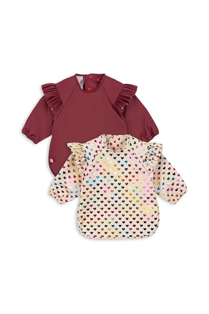 Konges Sløjd salopetă pentru bebelusi 2 PACK GLITTER DINNER BIB WITH SLEEVES AND FRILL 2-pack KS103640