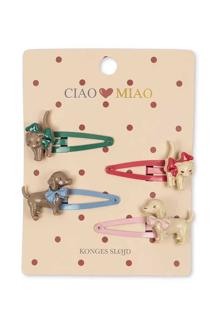 Levně Dětské sponky Konges Sløjd 4 PACK CATS & DOGS HAIR CLIP 4-pack KS105196