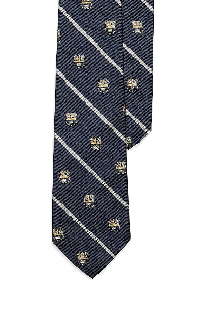 Levně Hedvábná kravata Polo Ralph Lauren tmavomodrá barva, 712971842
