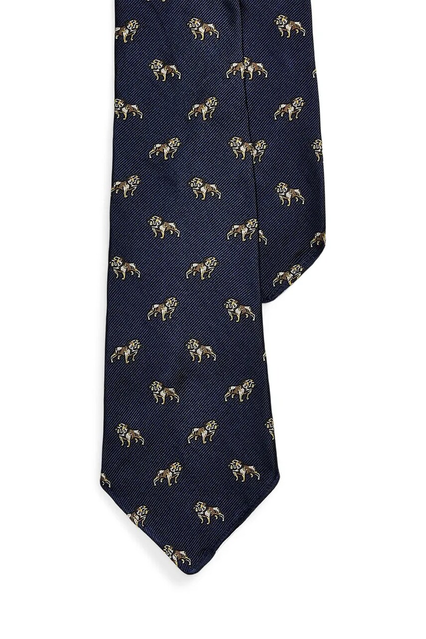 Levně Hedvábná kravata Polo Ralph Lauren tmavomodrá barva, 712971855