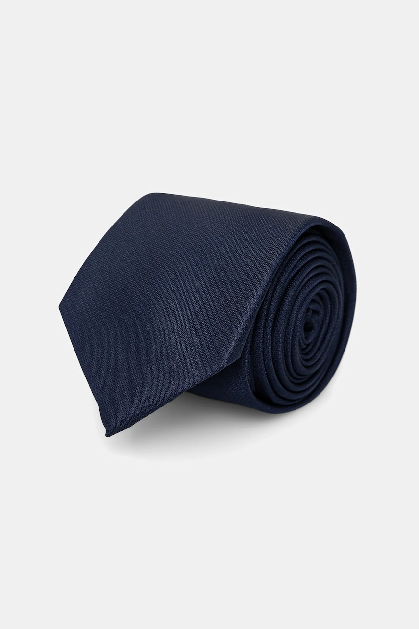 Calvin Klein krawat z dodatkiem jedwabiu kolor granatowy CK2111E001