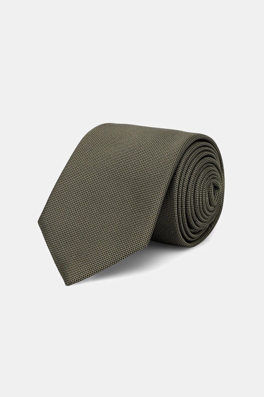 Levně Kravata s hedvábím BOSS zelená barva, 50544596