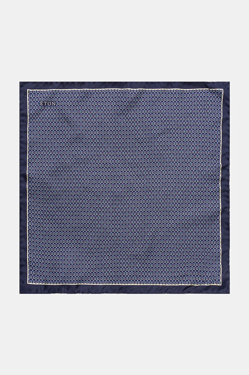 Eton batistă de buzunar de mătase culoarea bleumarin, 100013720