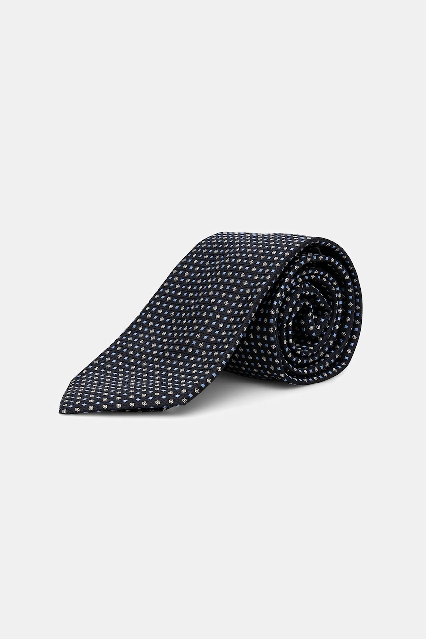 Eton cravată de mătase culoarea bleumarin, 100013831