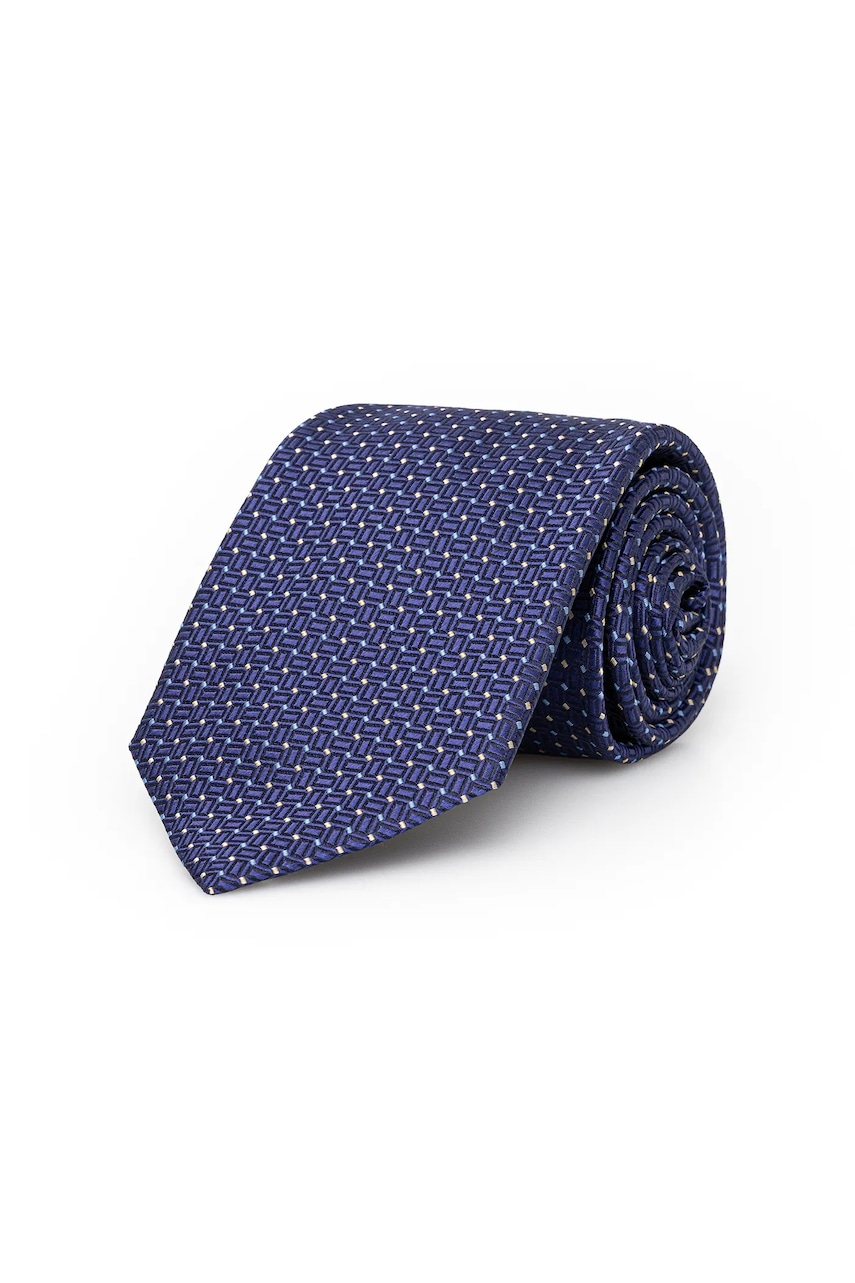 Eton cravată de mătase culoarea bleumarin, 100013833