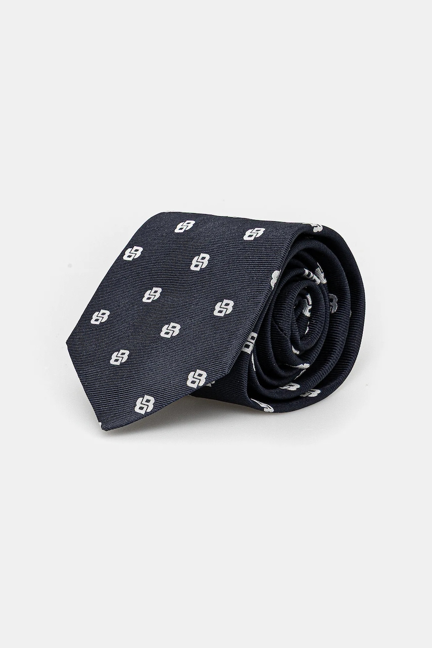 BOSS cravată de mătase culoarea bleumarin, 50551017