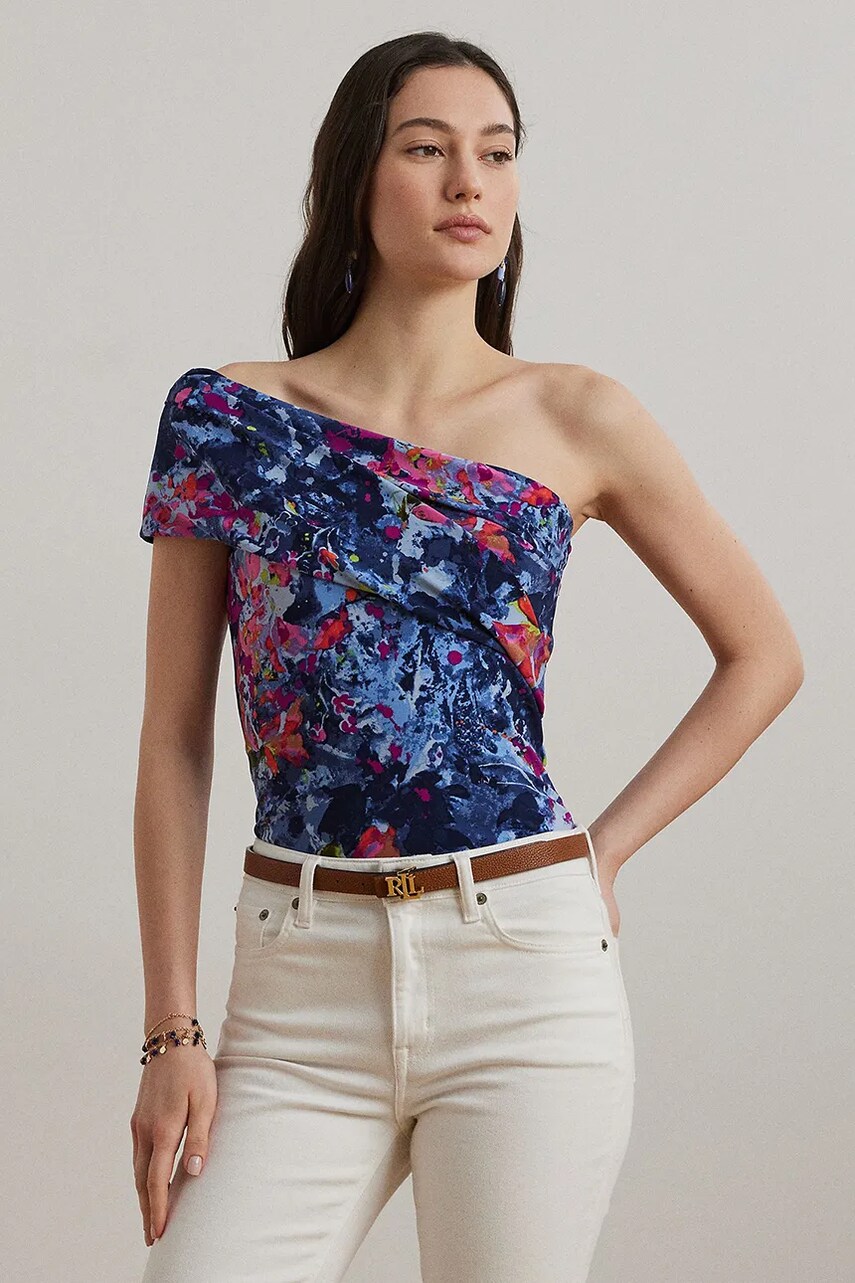 Levně Halenka Lauren Ralph Lauren dámská, modrá barva, vzorovaná, 200971028