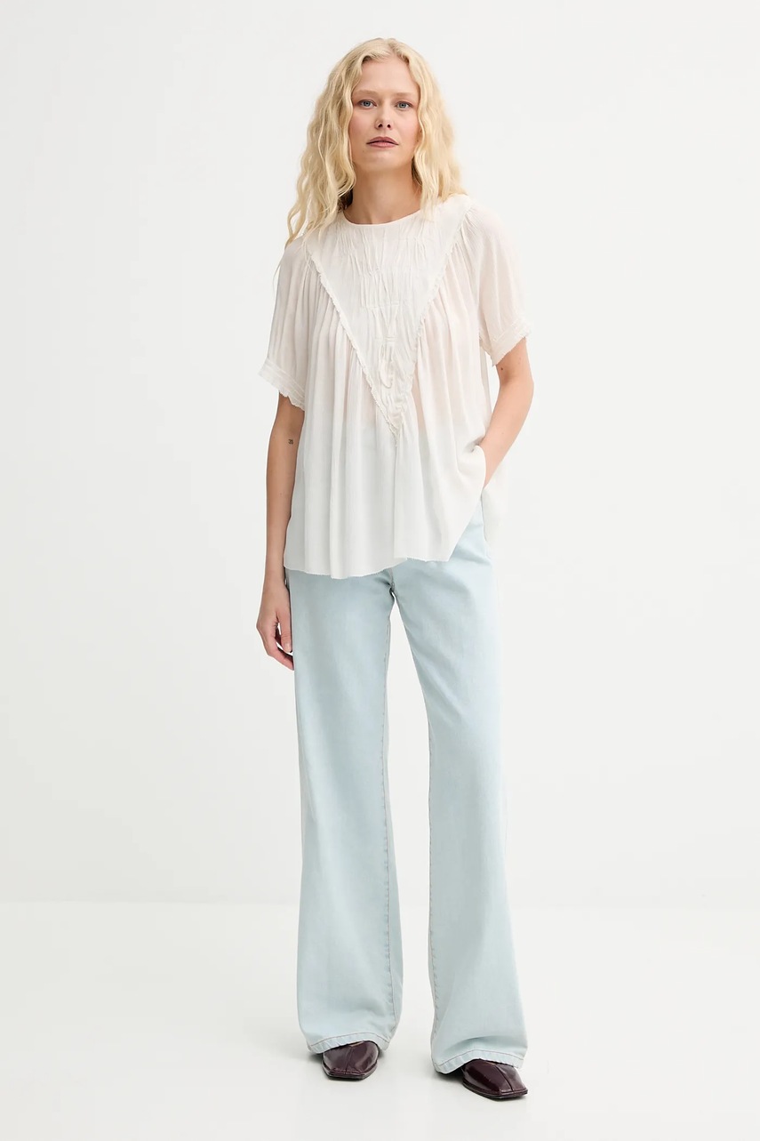 Блузка MUNTHE PERILLA цвет бежевый однотонная 252100025231