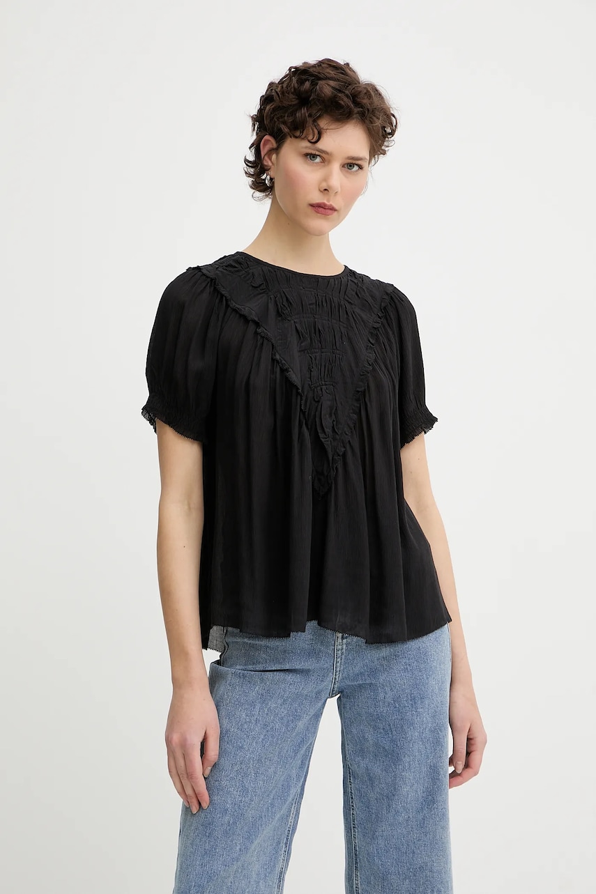 MUNTHE bluză PERILLA culoarea negru, uni, 252100025231