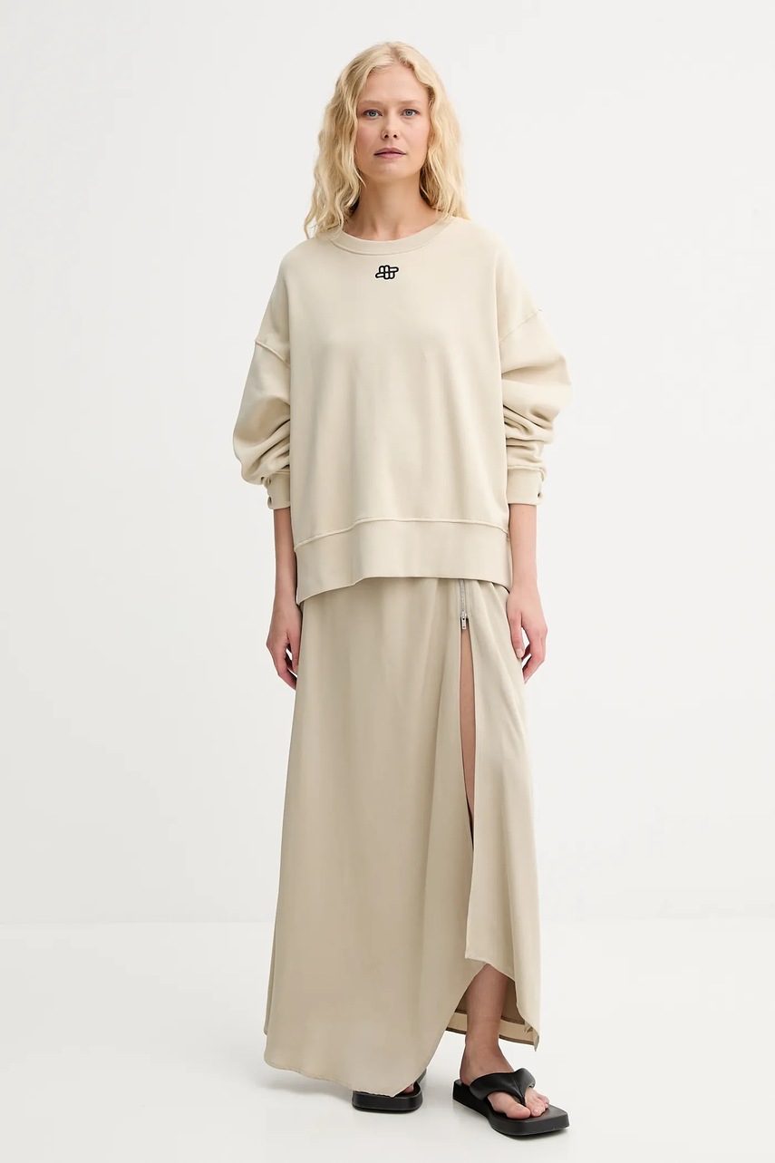 Хлопковая кофта MUNTHE PERNE цвет бежевый однотонная 252111425263