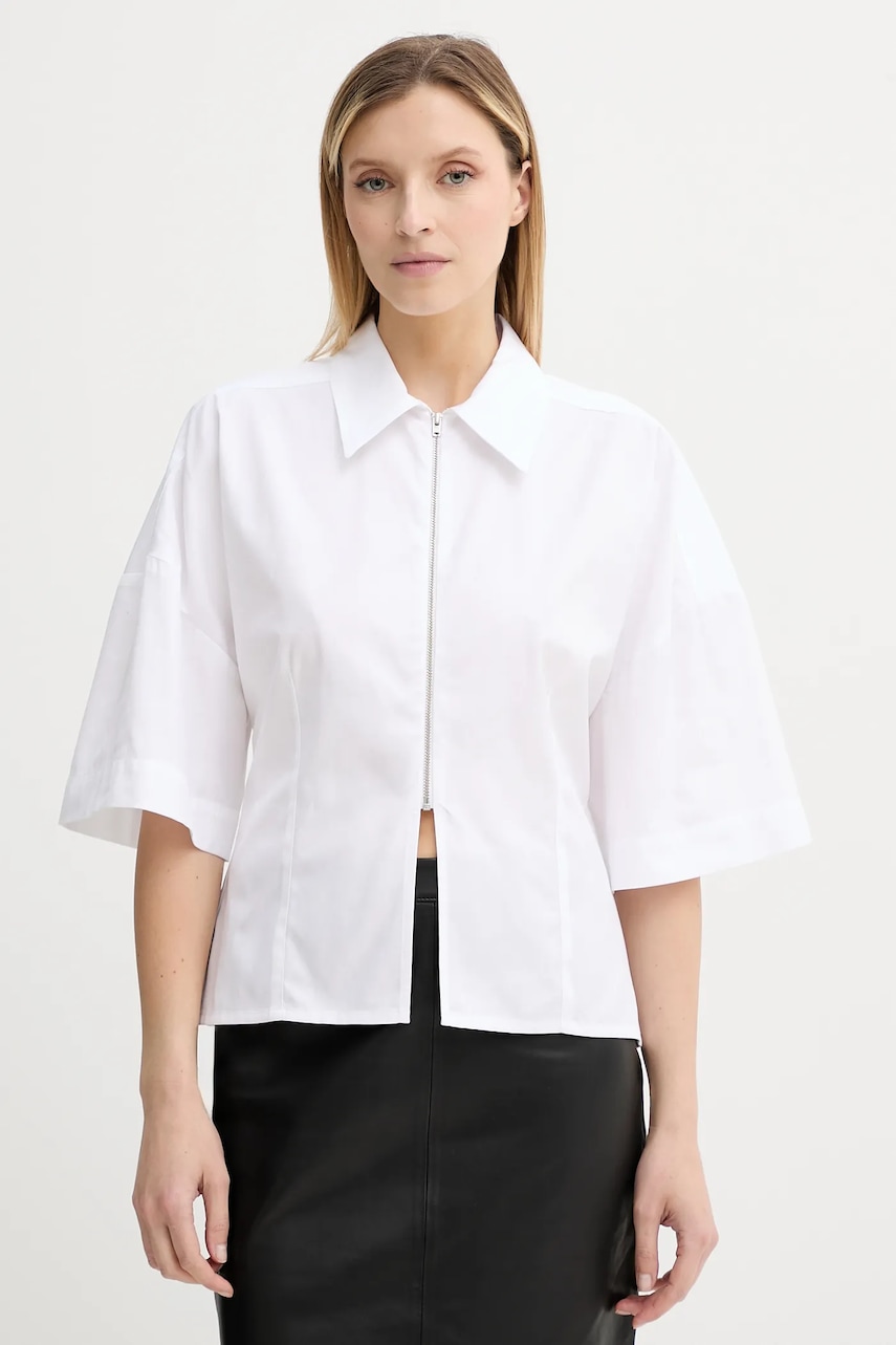 Won Hundred cămașă din bumbac culoarea alb, cu guler clasic, relaxed, 3688-14287