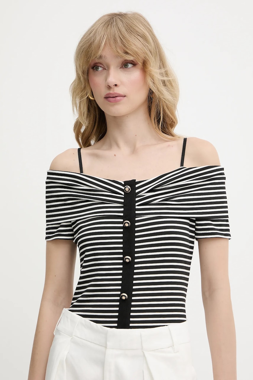 Morgan bluză culoarea negru, modelator, DROPEZ