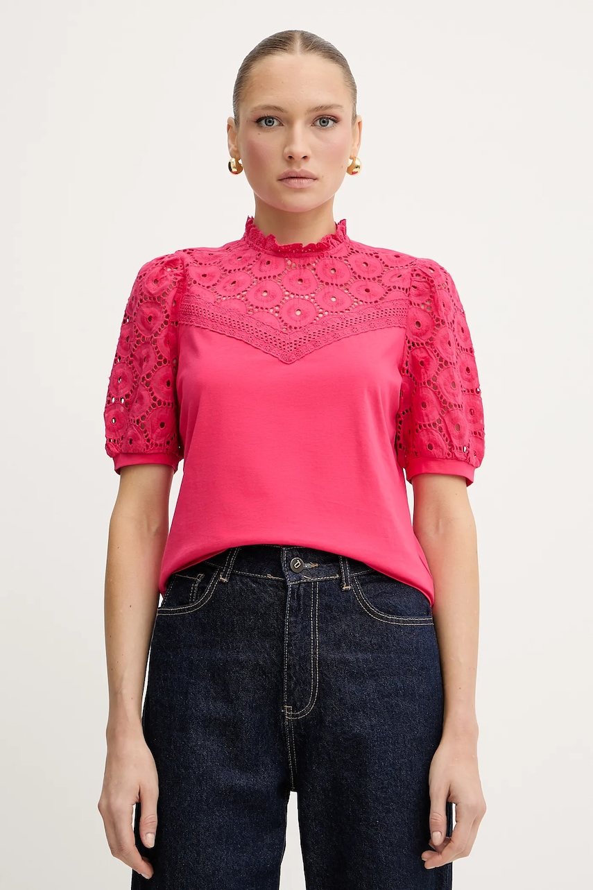 Morgan bluză din bumbac culoarea roz, uni, DULIE Morgan bluză din bumbac culoarea roz, uni, DULIE