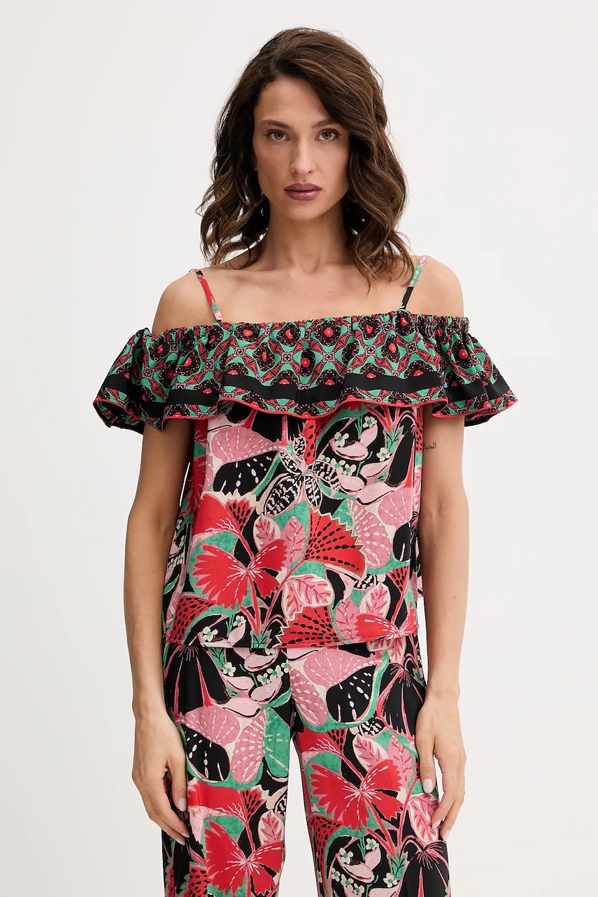 Morgan top culoarea negru, cu imprimeu, OJOY.F