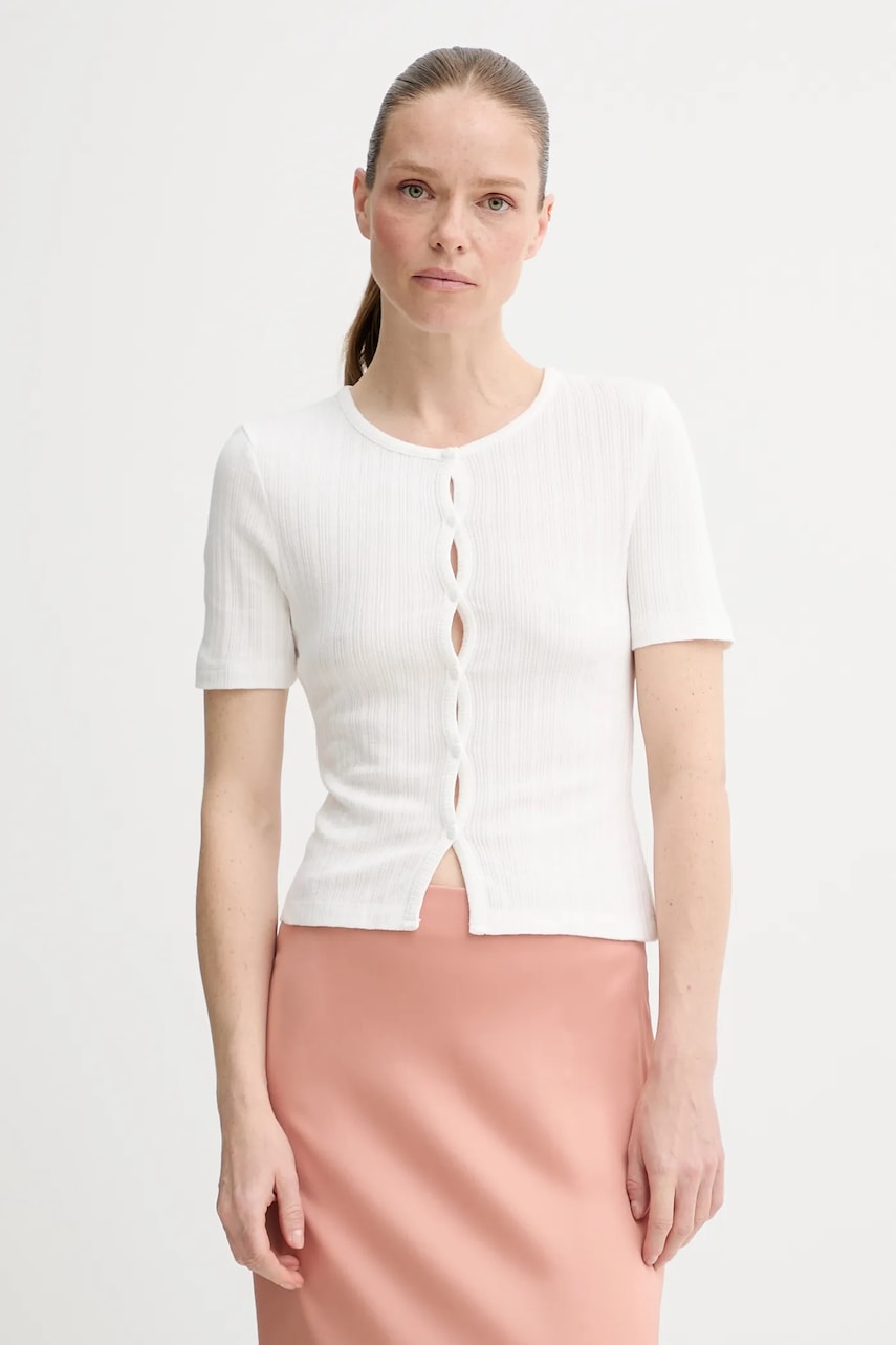 Samsoe Samsoe tricou din bumbac SAJUNI culoarea alb, F25200028