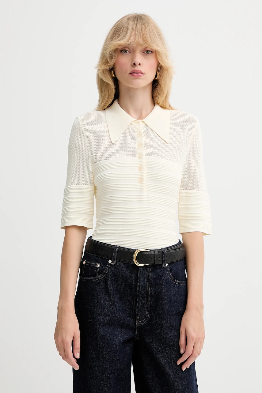 Gestuz tricou polo culoarea bej, 10910514