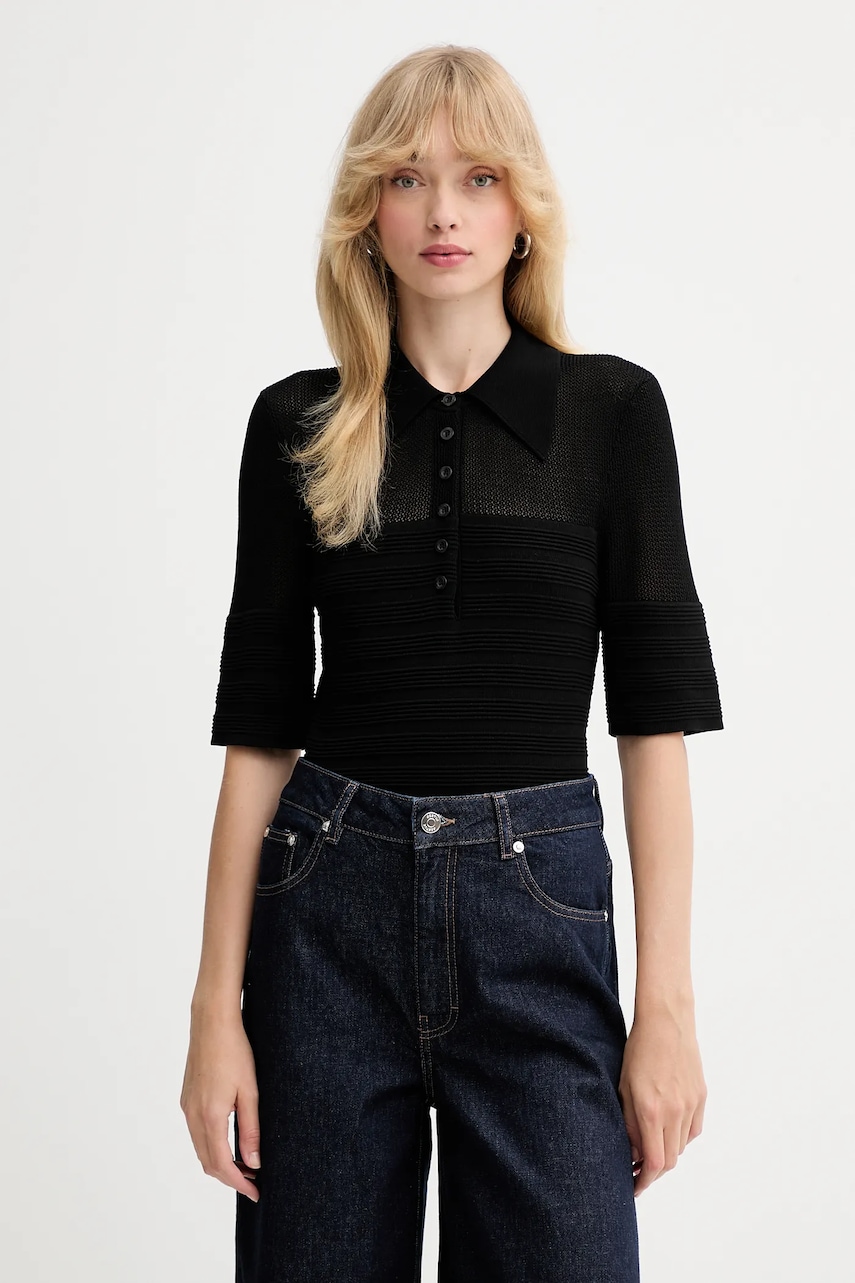 Gestuz tricou polo culoarea negru, 10910514