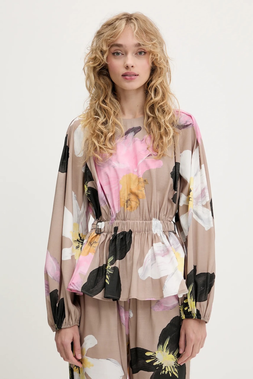 Levně Halenka Stine Goya dámská, béžová barva, vzorovaná, SG-PF25-T064-2070