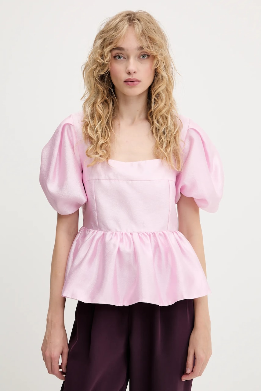 Stine Goya bluză culoarea roz, uni, SG-PF25-T073-2067