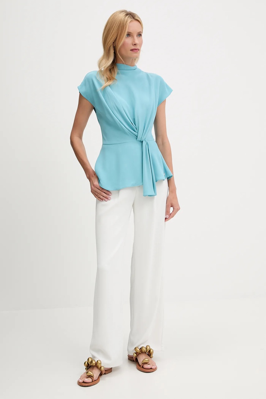 Блузка Karl Lagerfeld цвет бирюзовый однотонная A3W11017