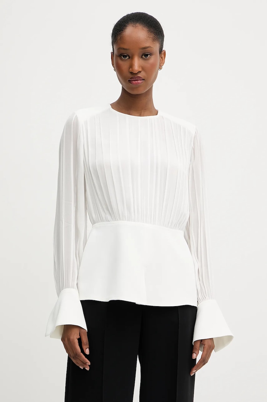 Karl Lagerfeld bluză culoarea alb, uni, A3W11025