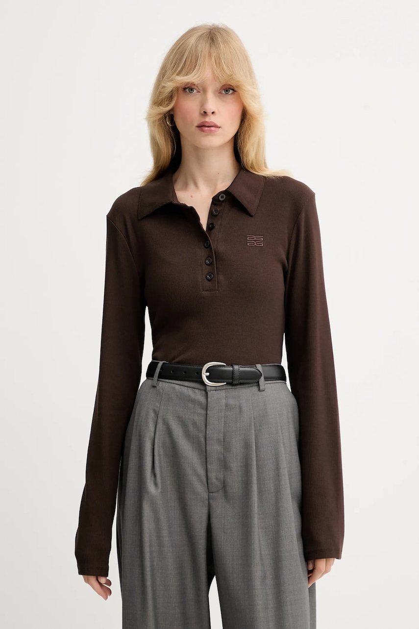 Gestuz longsleeve culoarea maro, 10910690