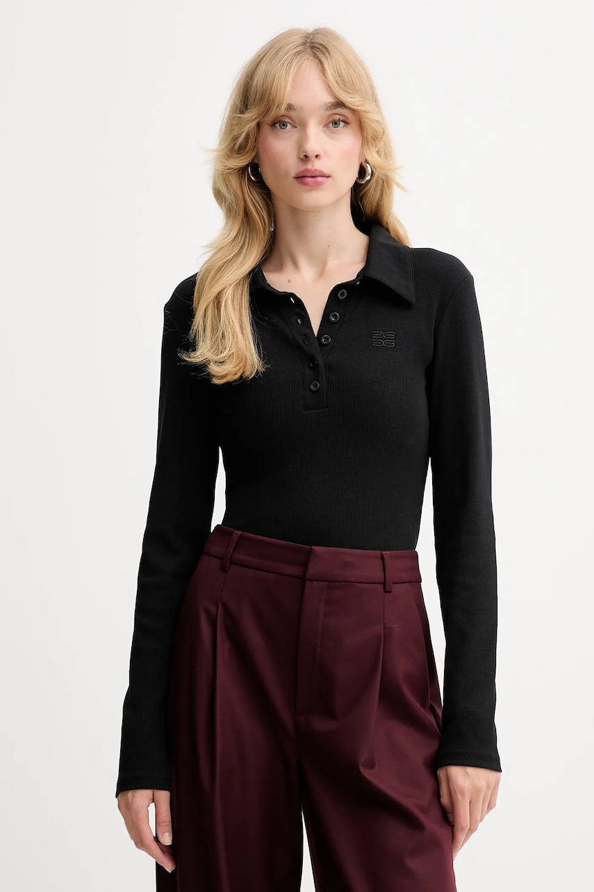 Gestuz longsleeve culoarea negru, 10910690