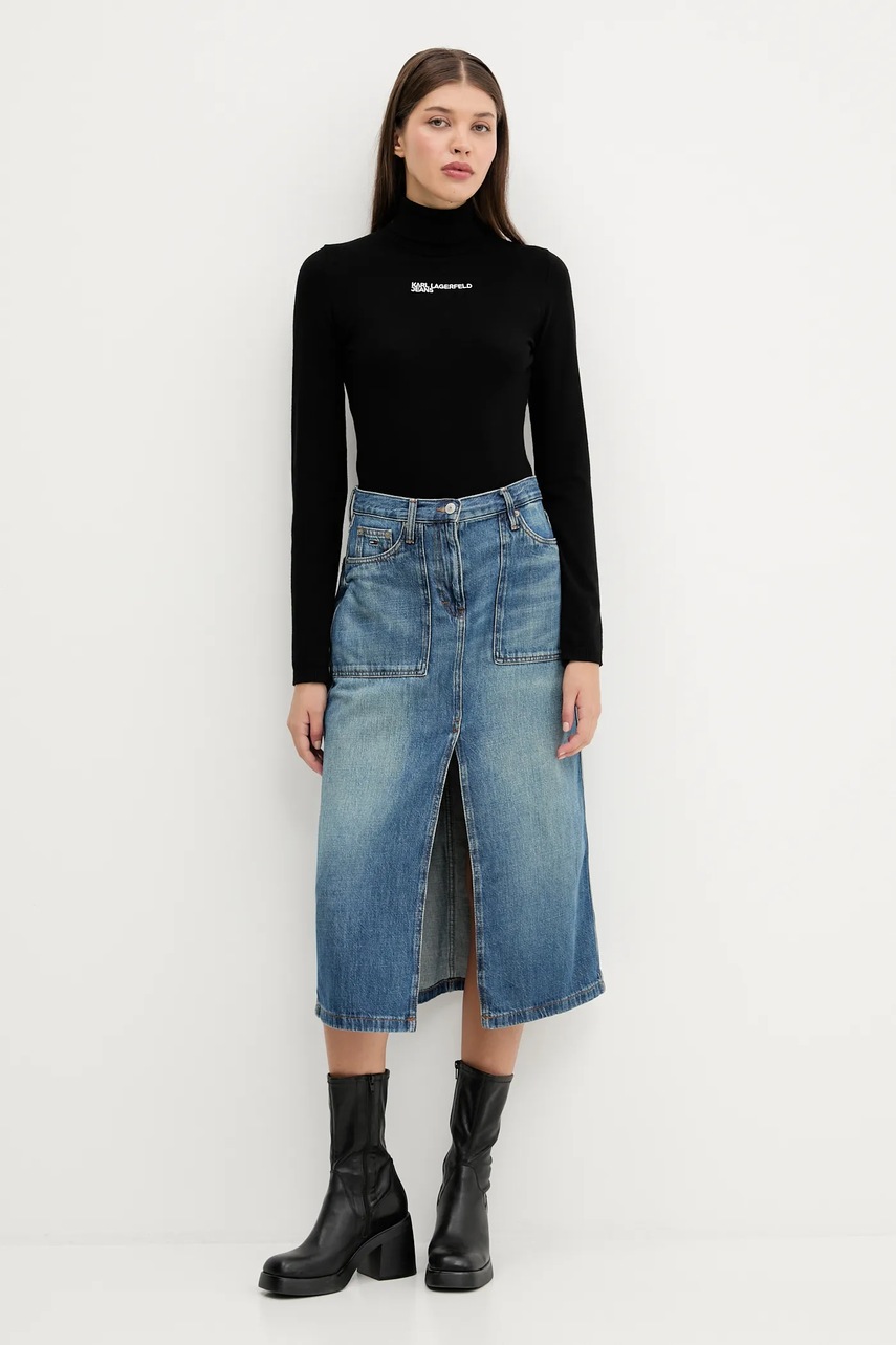 Свитер Karl Lagerfeld Jeans цвет чёрный лёгкий с гольфом A3W18007