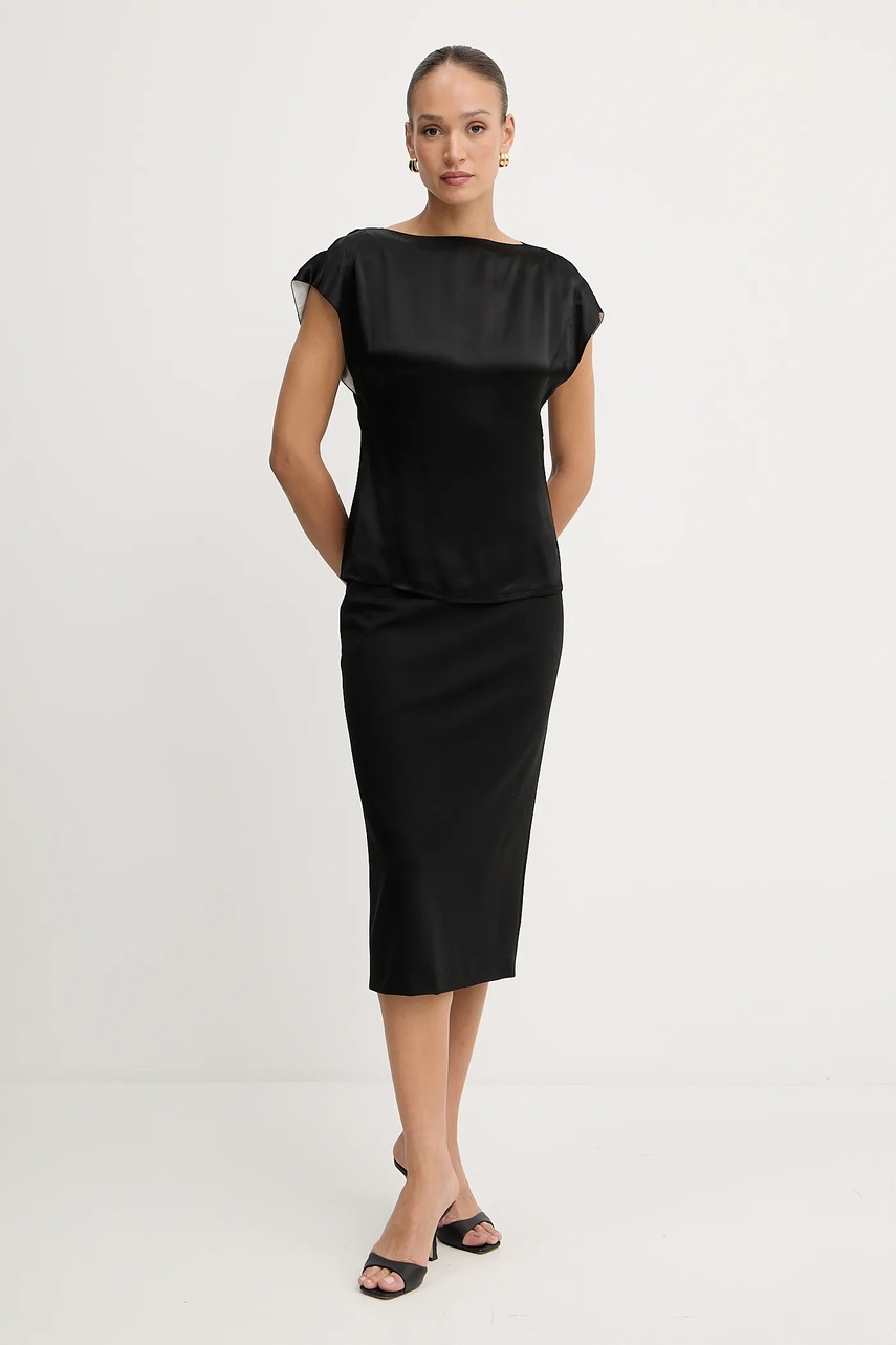 Блузка BOSS цвет чёрный однотонная 50541815