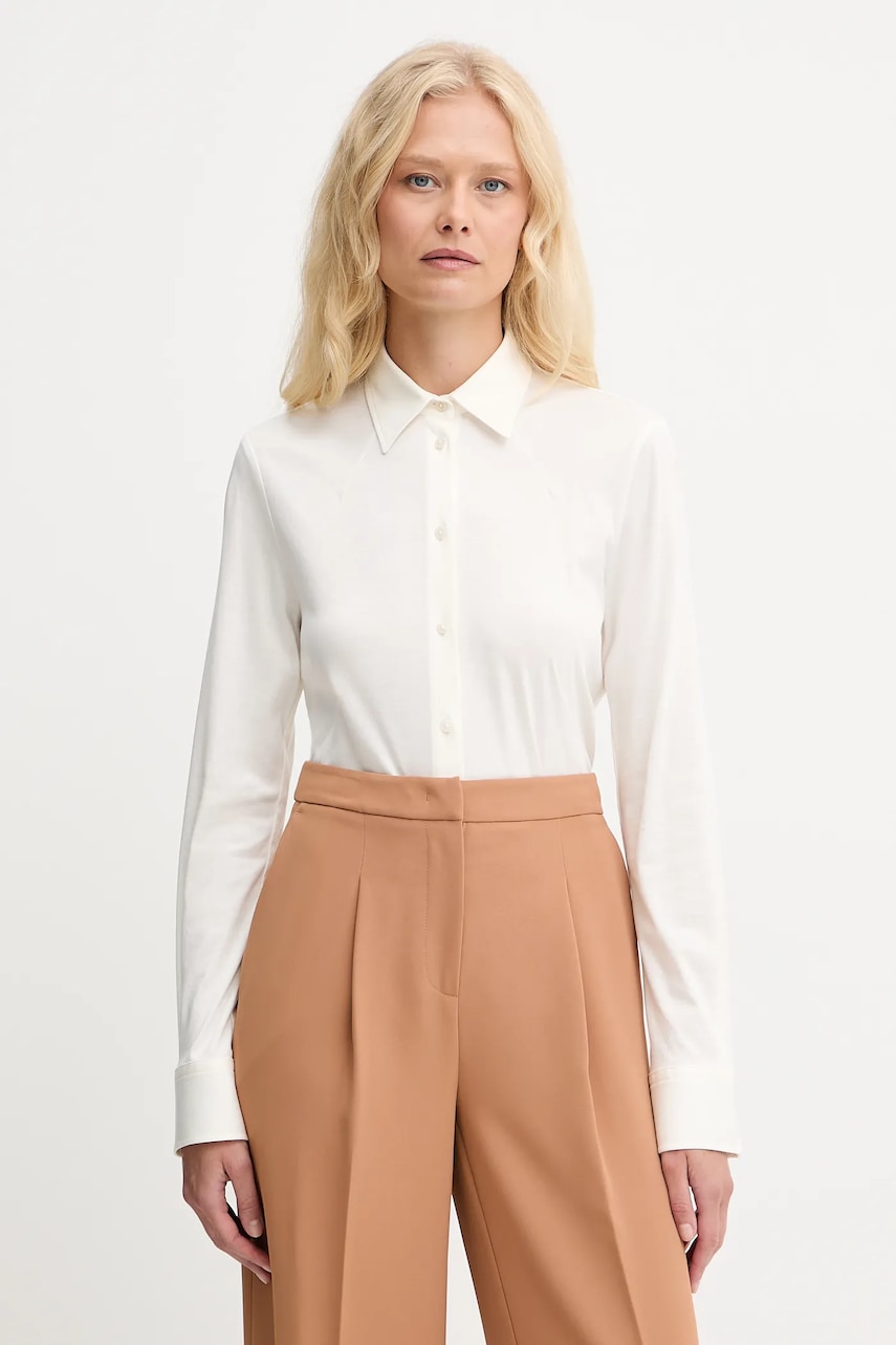 BOSS cămașă din bumbac culoarea alb, cu guler clasic, regular, 50543691