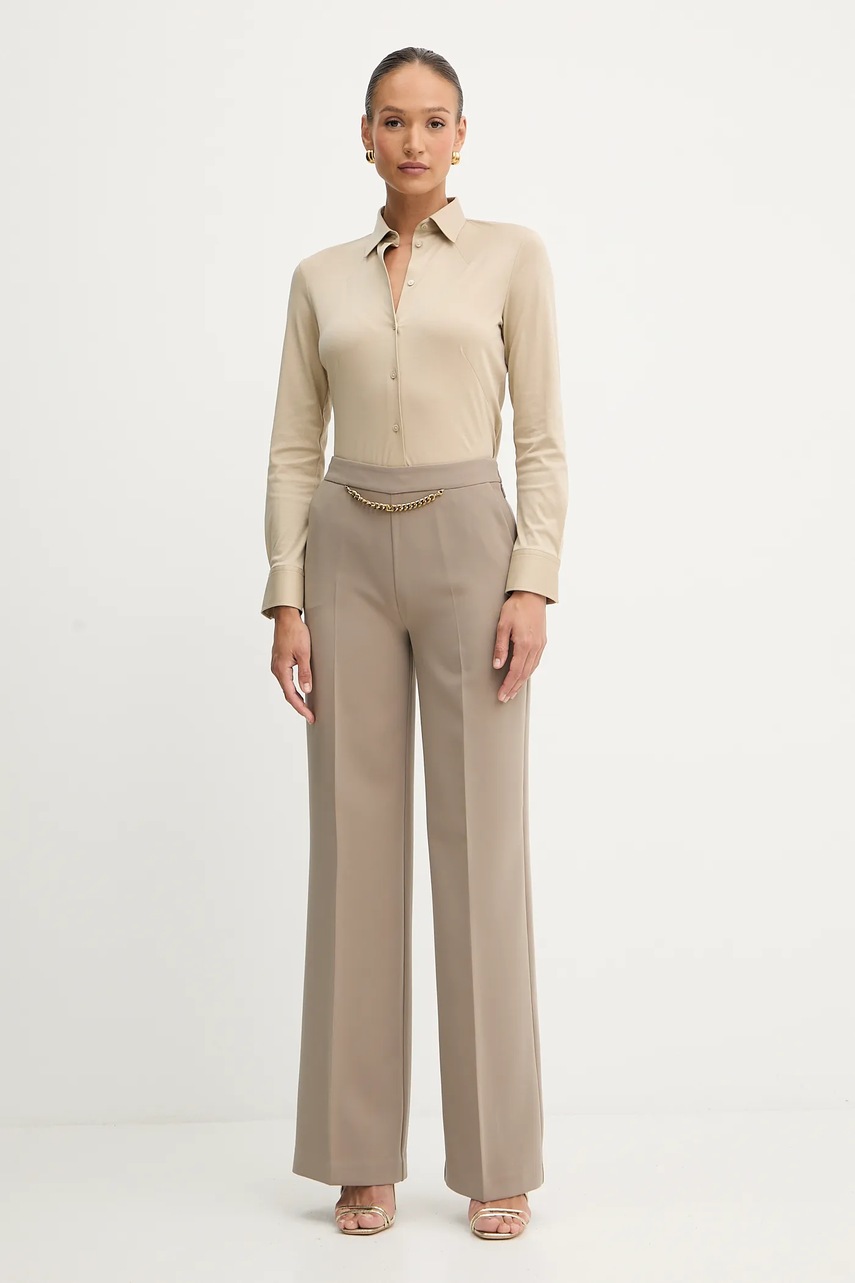 Хлопковая рубашка BOSS цвет бежевый regular классический воротник 50543691